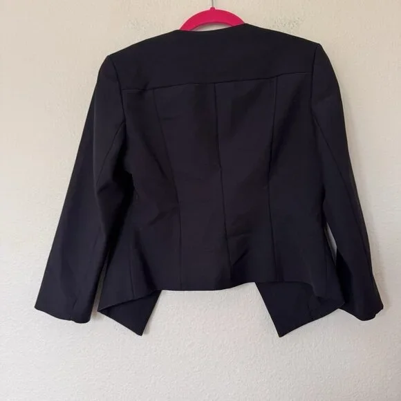 Express Womens Blazer Black 3/4 Sleeve Open Front Dress Jacket Shrug Size 2 - Picture 7 of 7